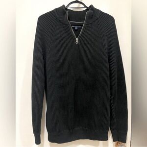 DENVER HAYES Mens Cable Knit Cotton 1/4 Zip Pullover Sweater Size Medium